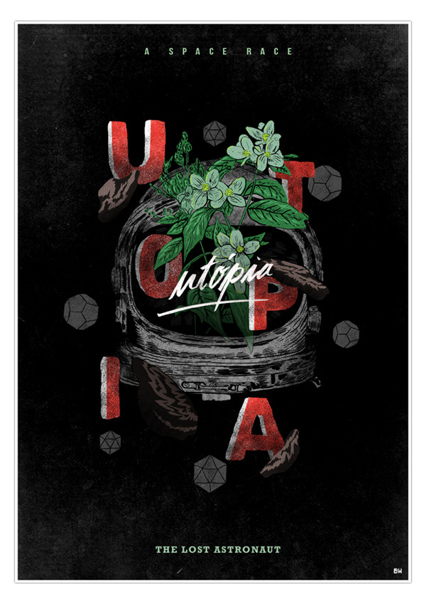 Utopia space race on Behance #utopia #plants #austronaut #lettring #astronaut #design #graphic #void #space #illustration #poster #type #heymikel