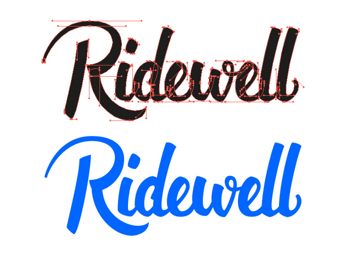 Ridewell logo by Angelo Walczak https://dribbble.com/AngeloWalczak #lettering #calligraphy #type #typography #logo #design #vector #brush #
