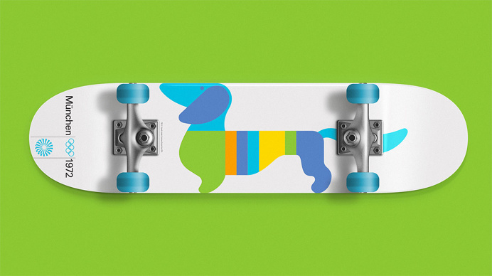 Skateboard, dog, animal, geometric