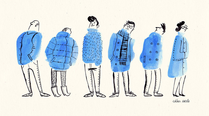 Bus Stop People. Warm up doodle today: Make random ink blobs; draw something to it. Its a bit like looking for shapes in clouds. #illustration