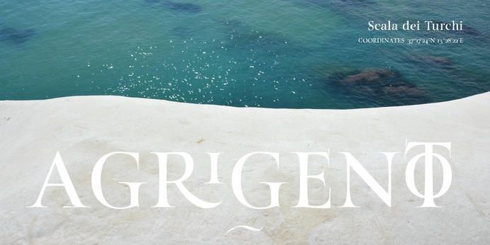 https://www.myfonts.com/fonts/resistenza/turquoise/ Many calligraphers agree that Roman Capitals is one of the most beautiful yet difficult hands to master. Its beauty lies in its simplicity of form and structure, yet understanding and applying these skillfully can take years of mindful practice. My goal was to design Roman Capitals that were smoothly designed with a brush, not carved. The main concept was based on the fundamental strokes that are commonly studied when you practice Roman letters. That's why many Serifs have these unfinished terminal serifs. I created the Turquoise typeface based on my Capitalis Romana practice with a flexible broad edged brush and gouache. During the lowercase process I was still following Foundational calligraphy with a flat brush. My Turquoise Capitals were then adjusted and redesigned at the Tipobrda calligraphy workshop in Slovenia. Turquoise contains small caps, many discretionary ligatures, ornaments, swashes as well as several brushy nature-inspired ornaments, accessible via OpenType. Ideally suited for headlines or body text in advertising, packaging and visual identities, its delicate shapes, curves and endings give projects a harmonious elegance and stylistic feel in unique Turquoise style. My inspiration for this font showcase is one of the richest islands in the Mediterranean, the place where my parents are from, Sicily. This southern Italian region has so many unique spots: Stromboli, part of the Aeolian Islands, and the Pelagie Islands is one of my favorite places in Sicily. The pictures I used were taken there this year. So enjoy the sun, the serifs, the water and its Turquoise colors. The brush is mightier than the sword.