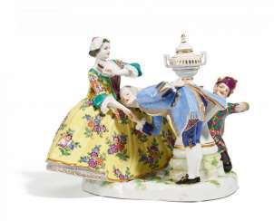 GROUP ‘KISS MY HAND’. Meissen. Prior to 1924. J. J. Kaendler. #Sets #Teasets #Porcelainsets #Antiqueplates #Plates #Wallplates #Figures #Porcelainfigurines #porcelain
