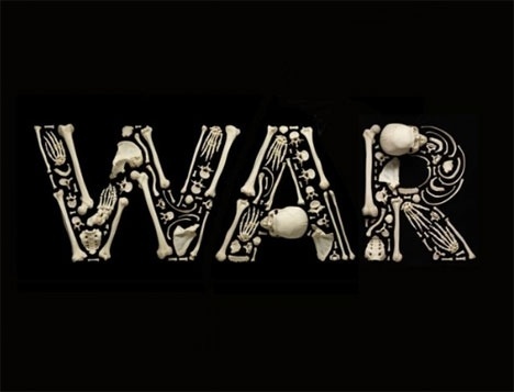 stop-the-war-bones-art.jpg 468×357 pixels #lettering #sculptural