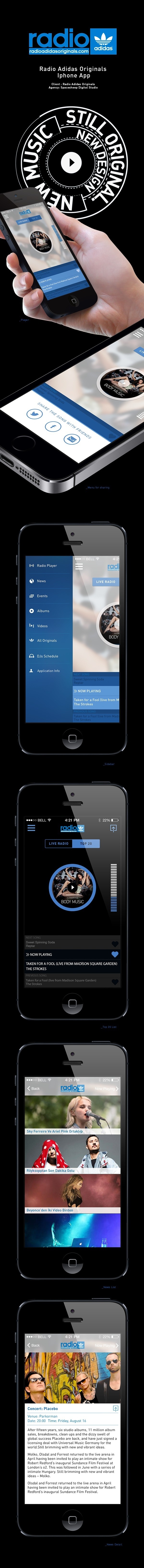 Radio Adidas Originals IOS App V 2.0 on Behance #radio #adidas #originals #design #yildirim #ui #yasemin #mobile #ios