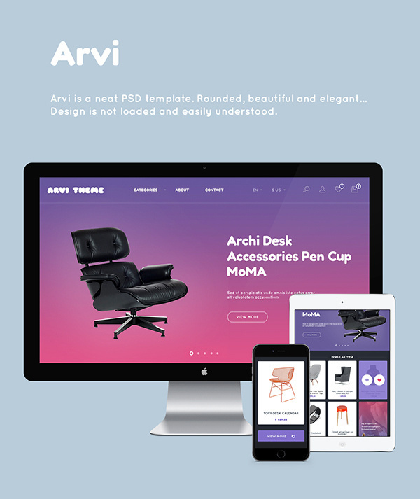Arvi. Free PSD on Behance #flat #psd #free #portfolio #store #blog