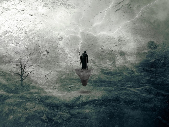 Lightning #Digitalart #digital #photoshop #lightning #art #manipulation #surreal #man #tree #land