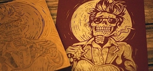 Tattoo Style Illustrations by Strawcastle | Abduzeedo | Graphic Design Inspiration and Photoshop Tutorials #skeleton #of #print #linoprint #the #day #linography #dead #death
