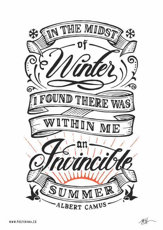 Inspirational quotes: Albert Camus Invincible Summer poster