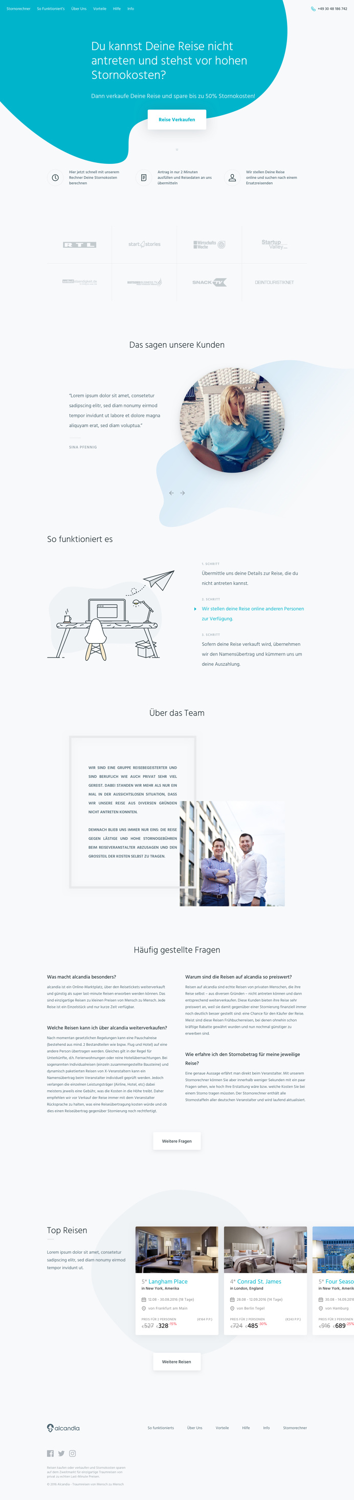 Website of a Berlin based start-up that sells holidays.