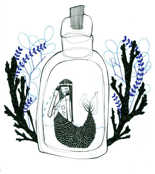 The Trophy - Natasha Muhl #illustration #bottle #mermaid #natashamuhl