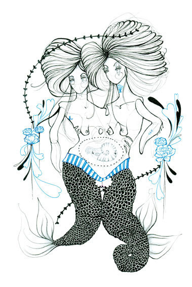 The Twins - Natasha Muhl #twins #natashamuhl #illustration #mermaids