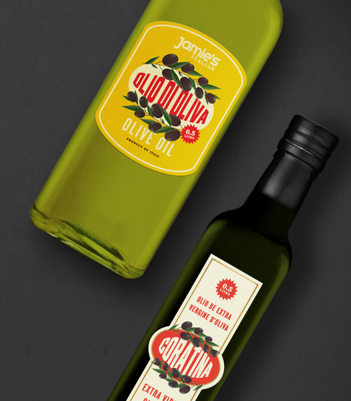 pasta, olive, oil, bars, line, red, yellow, teal, old, vintage, design, package