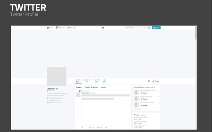 Flat Twitter Page Mockup PSD