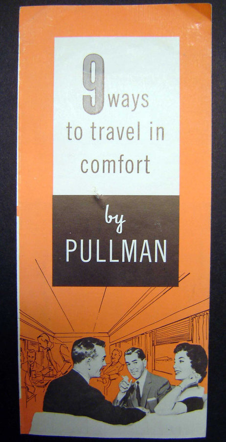1956 "9 Ways to Travel in comfort" Travel Brochure by Pullman #orange #vintage #brochure
