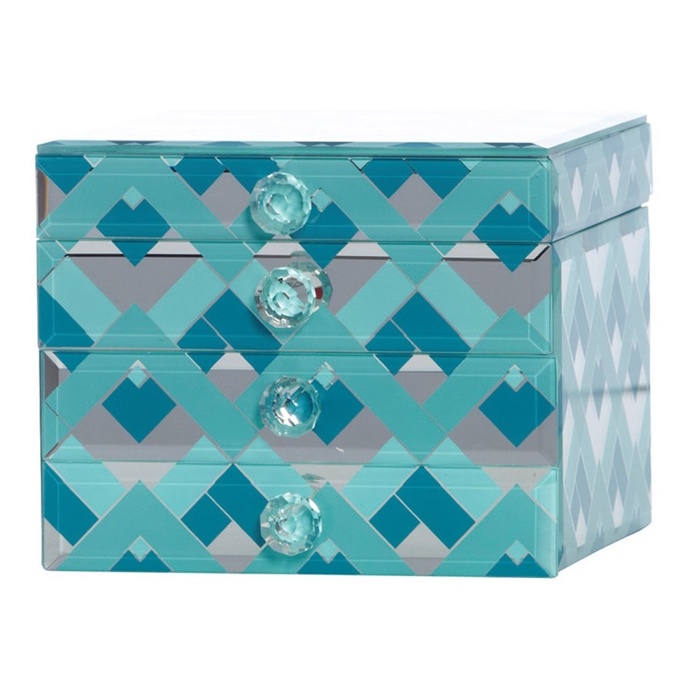 Fairview Mint & Teal Chevron Decorative Box, 16 cm