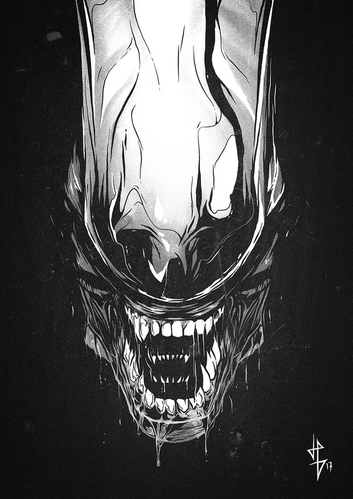 ALIEN BLACK CHROME POSTER ART