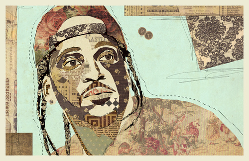 "PUSH" www.KyleMosher.com #illustration #art #kylemosher #vintage #newspaper #hiphop #portrait #rap