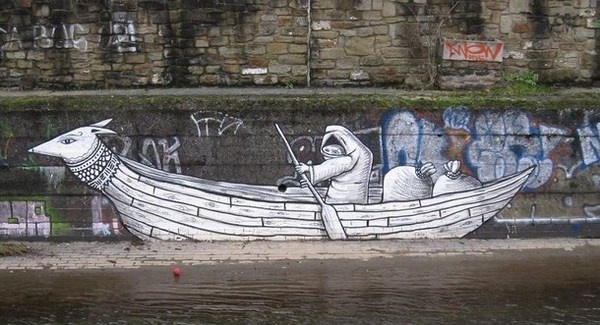 Street art on wall near river #abstract #surrealism #art #street #surreal