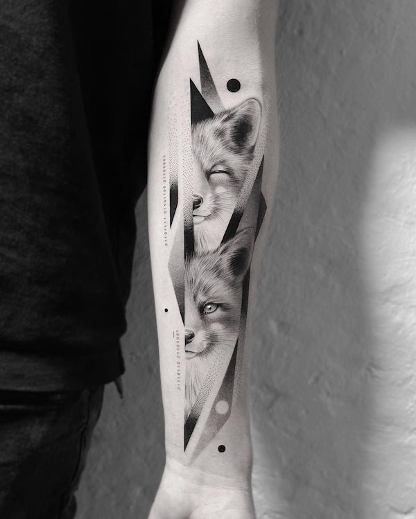 #tattoo,  #blackandwhite, #realistic #foxtattoo 