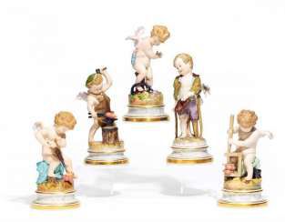 5 CUPIDS. Meissen. 19. Century. Model By Heinrich Schwabe. #Sets #Teasets #Porcelainsets #Antiqueplates #Plates #Wallplates #Figures #Porcelainfigurines #porcelain