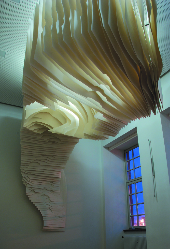 paper, sculpture, installation, cut, tunnel, cave