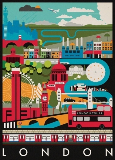 PrettyClever #london #illustration #colorful #poster