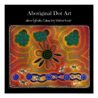Aboriginals Camp by Waterhole Print #prints
