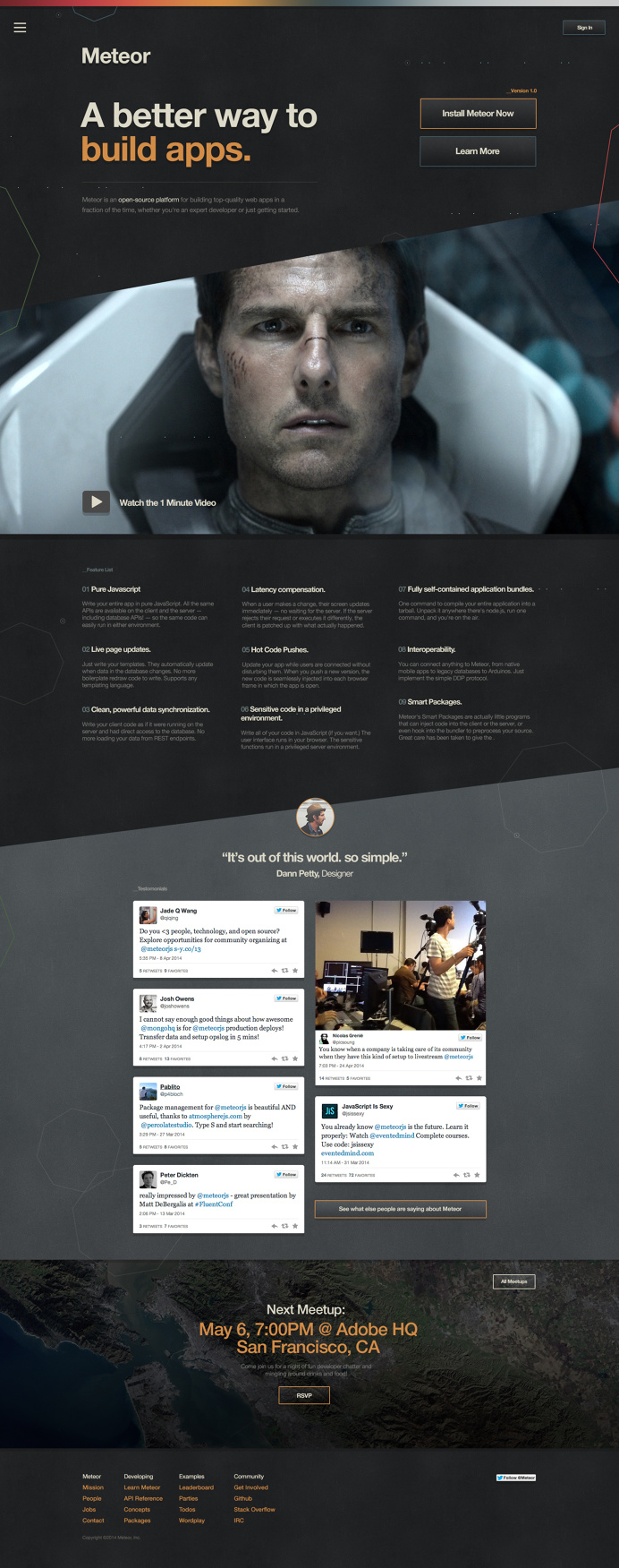 meteor, home, landing, web, page