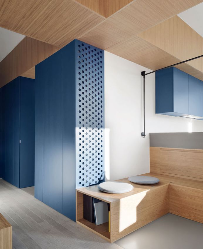 Studio Gosplan Created Cross-shaped Wooden Furniture for Renovated Flat - InteriorZine