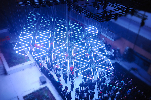 tetro presents grid a suspended kinetic light installation in lyon #lights