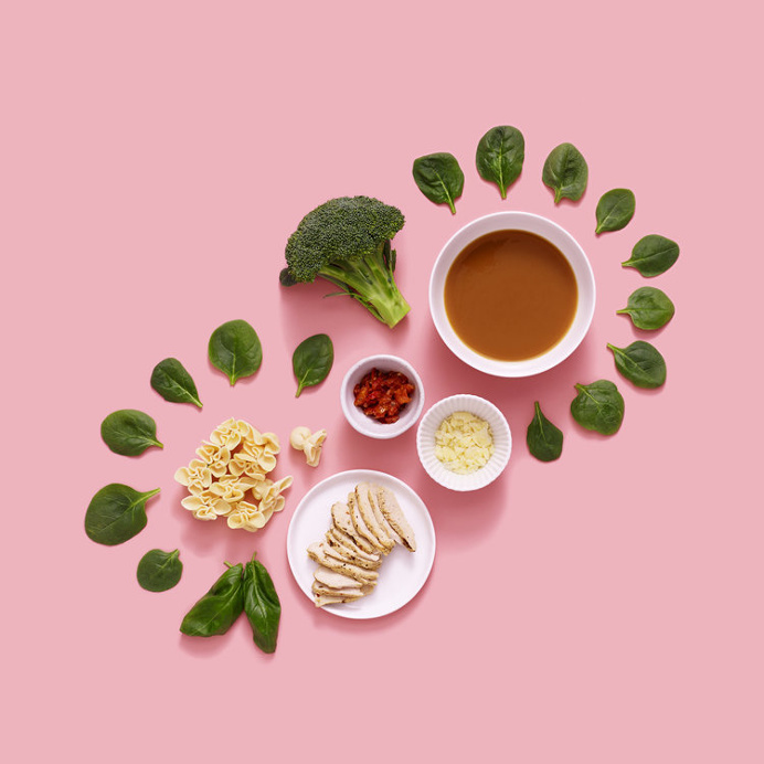 Patterned food arrangements still life