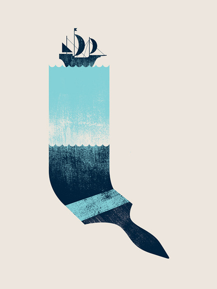 Drift by Paul Tebbott #blue #illustration #boat #brush