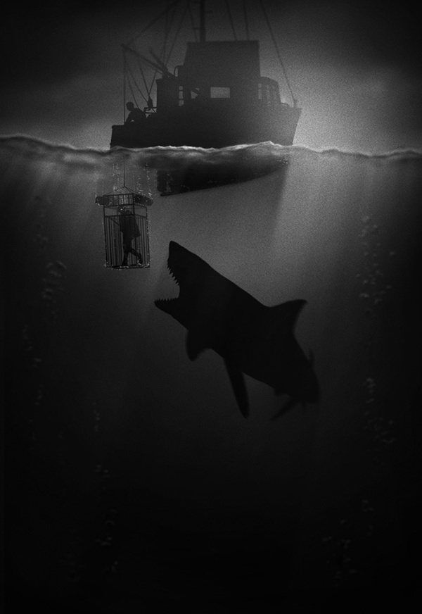 Noir Series Vol. 2 #movie #shark #jaws #silhouette #poster #bw