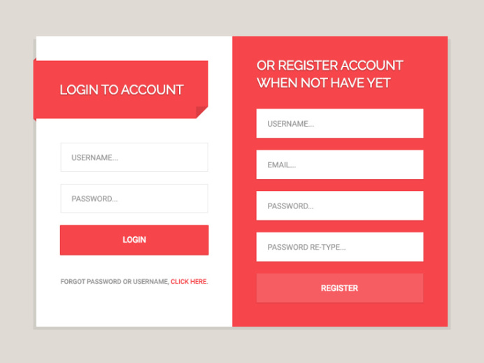 Login & Register Form UI PSD