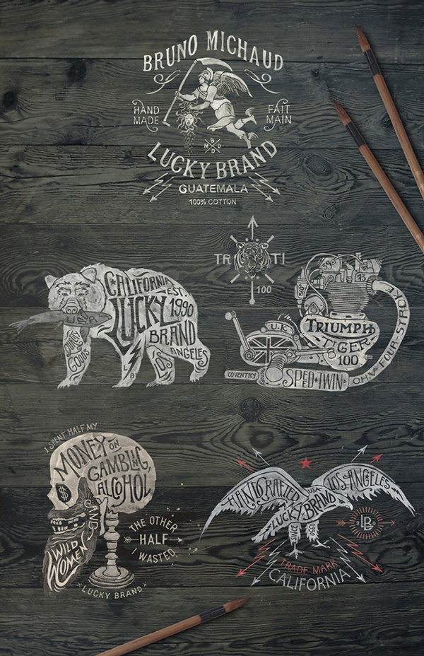 Lucky Brand on Behance by BMD DESIGN #marks #illustration #letterpress #typography