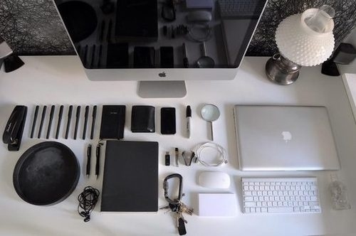 Things Organized Neatly #macbook #apple #desktop #pens #office #photography #imac #organized