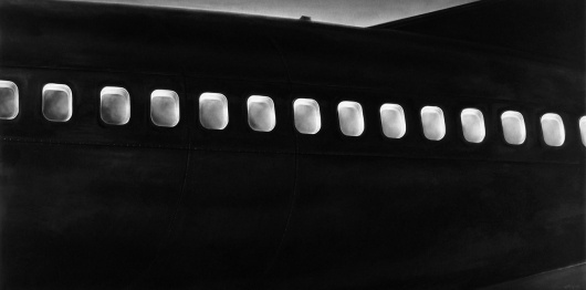 ROBERT LONGO - Works - THE MYSTERIES, 2009 - Untitled (Windows at Night) #blackwhite #white #airplane #robert #longo #black #passenger #plane #and