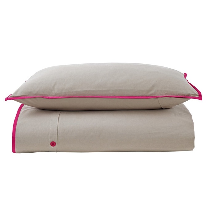 Jane Barrington 260TC Quilt Cover Set- Single, Taupe and Hot Pink