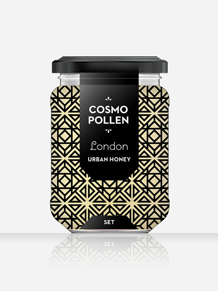 Cosmopollen Urban Honey (London) - Louise Twizell #abstract #white #pattern #branding #packaging #label #black #simple #brand #architecture #honey #package