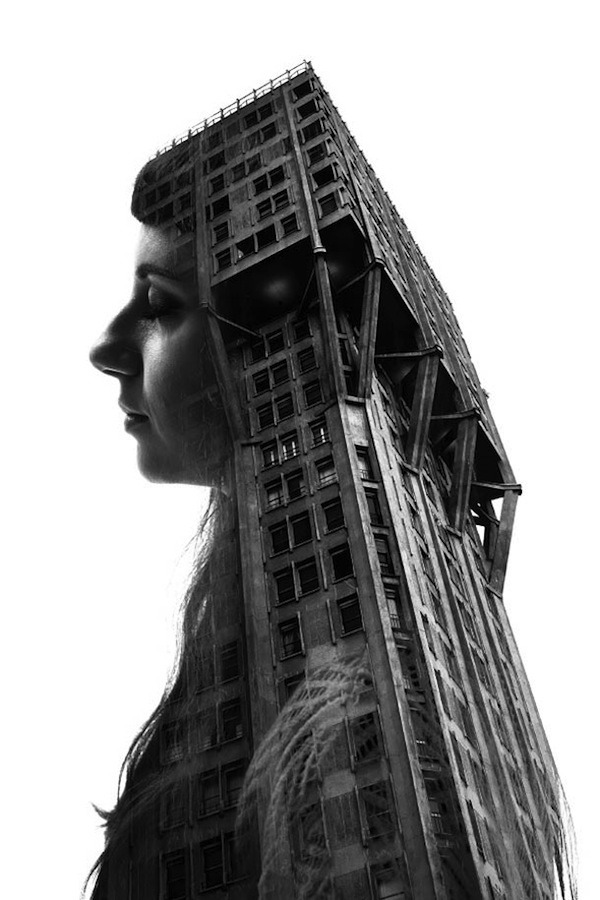 Dreamlike Double Exposure Shots That Blend People And Milan's Buildings - DesignTAXI.com