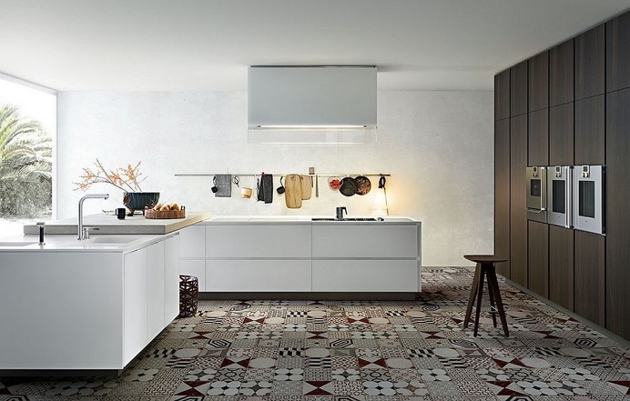 Modern kitchen with patchwork pavements #modern #kitchen #patchwork #pavements #cucina #moderna #pavimenti