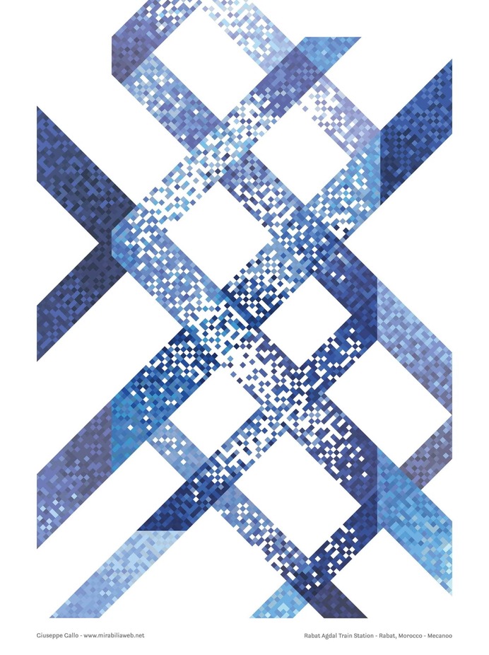 Poster of Rabat Agdal Train Station, design Giuseppe Gallo, Mecanoo Pattern poster Series