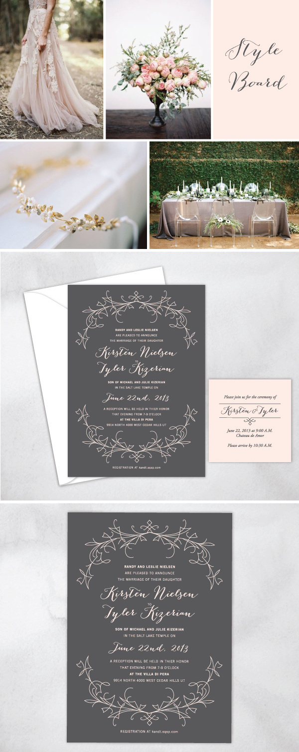art nouveau invitations #wreath #nouveau #print #floral #blush #invitations #art #wedding #grey