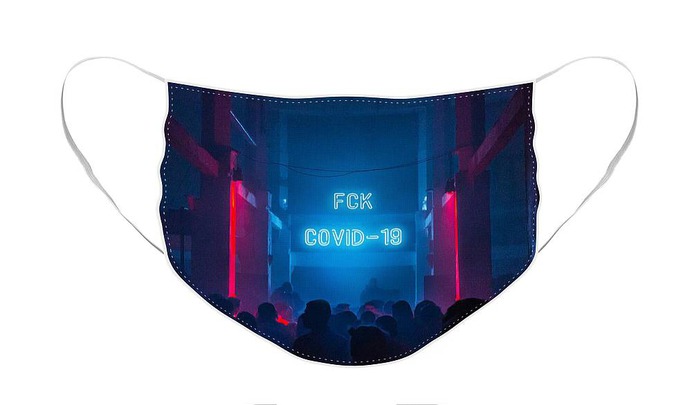 Fck Covid-19 Face Mask featuring the digital art Fck Covid-19 Party Dancefloor by Christine aka stine1