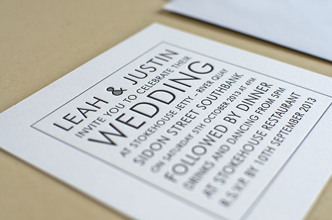 #Black and white #letterpress #wedding #invitation