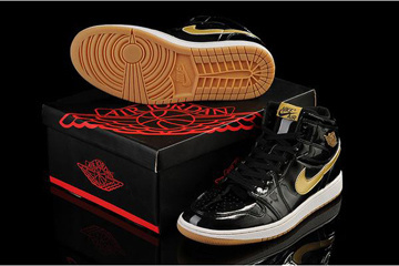 Nike Jordan 1 Retro High Sneakers Mens Black and White - "Metallic Gold" #shoes