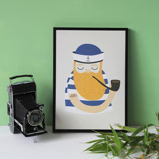 #nordic #design #graphic #illustration #danish #beard #simple #nordicliving #living #interior #kids #room #poster #sailor #maritime #stripes