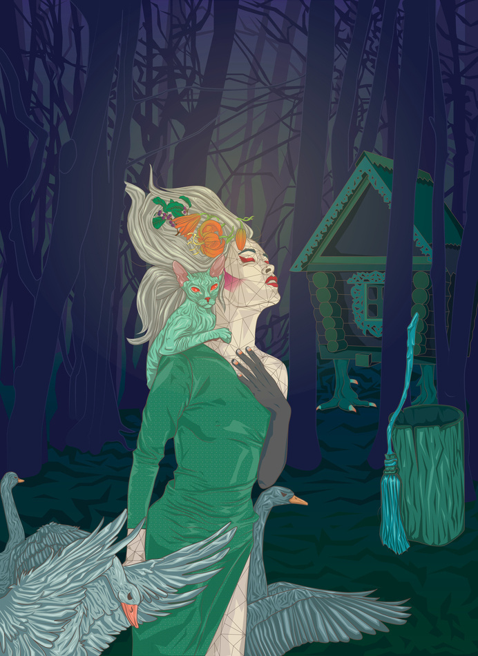 Baba Yaga #folklore #poland #bird #night #digital #witch #wood #art #flower #ukraine #dark