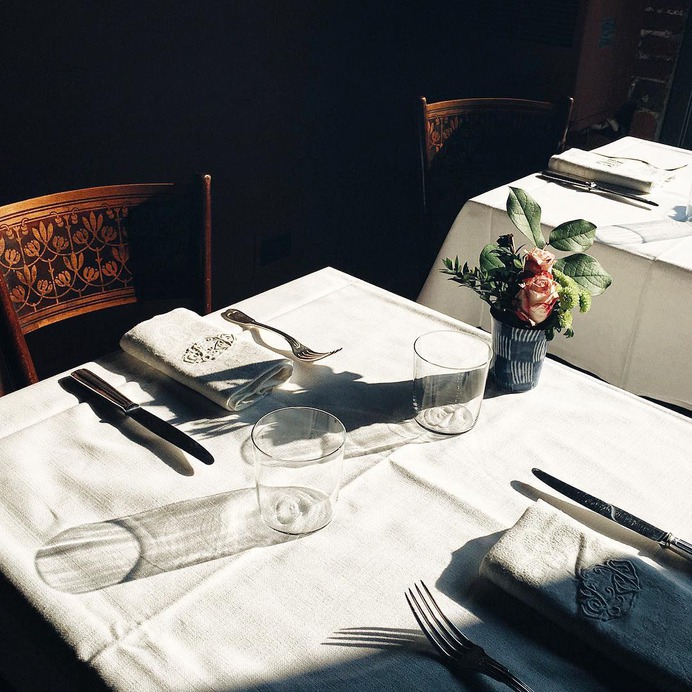 A detail of the elegant table setting. Photograph by Christine Davis.