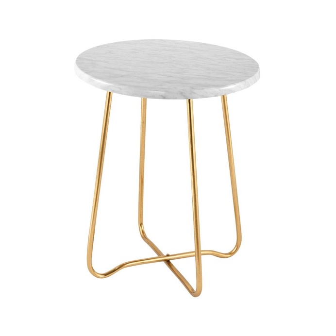 Jessica Marble Side Table Gold 47cmH x 39cmD